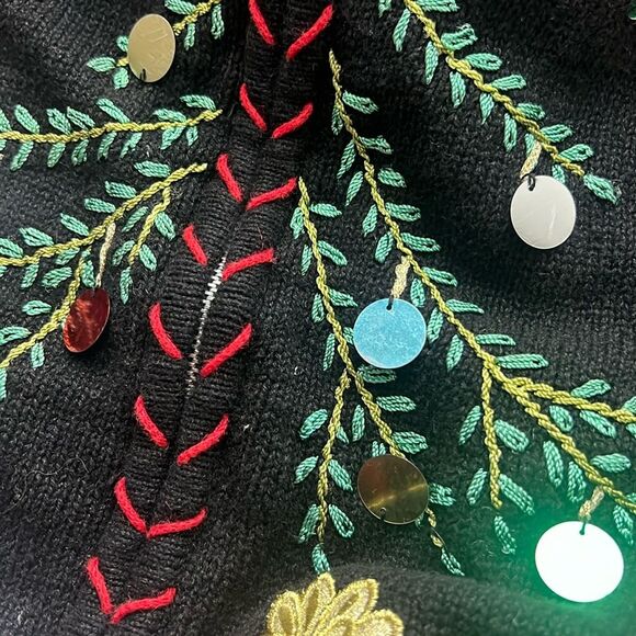 DISIGNERS‎ ORIGINALS STUDIO SWEATER ZIP COLLARED LARGE CHRISTMAS TREE GIFTS VEST - Picture 10 of 10